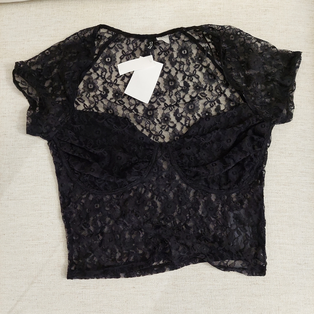 Divided Black Lace Blouse